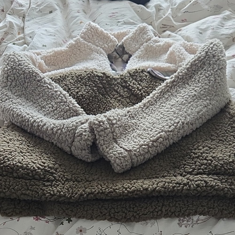 Cozy Cream and Olive Sherpa Sweater